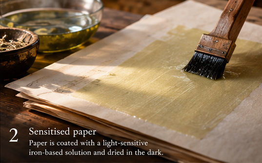 A separate sheet of paper made light-sensitive