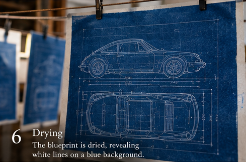 The blueprint being dried after washing