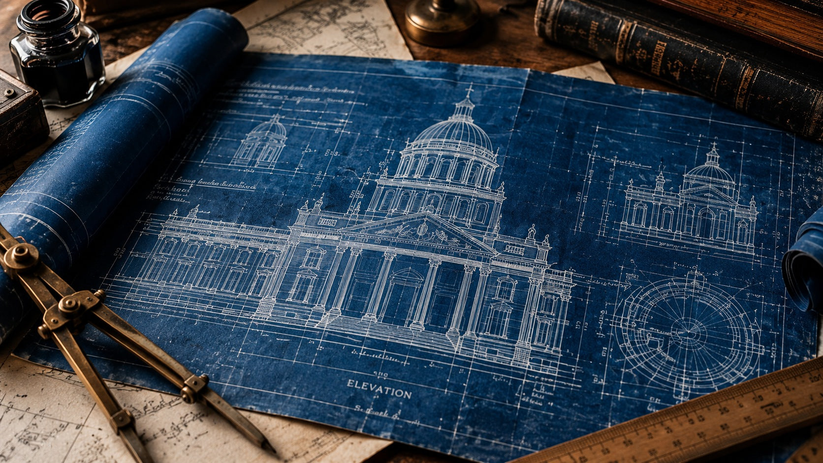 Historical blueprint illustration