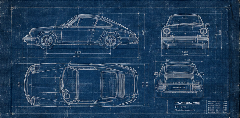 Historical engineering office and machinery blueprint