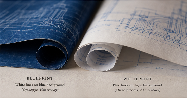 Blueprint versus whiteprint comparison